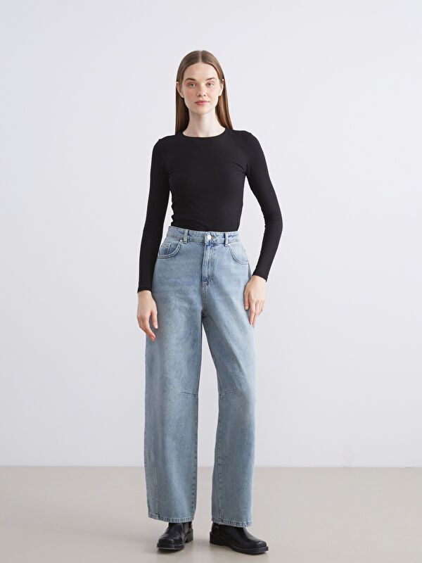 Moudda LC Waikiki - Pantalon tissé en denim Femme Bleu moyen - Tunisie 1