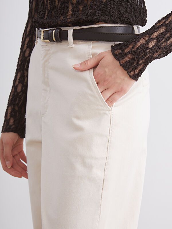 Moudda LC Waikiki - Pantalon tissé moyen Femme Beige - Tunisie 3