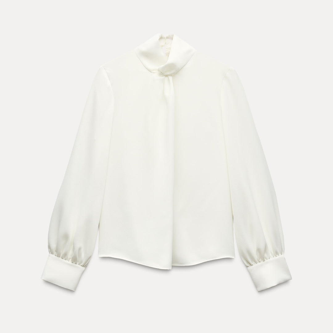 Moudda ZARA - Chemise satin détail nœud encolure manches longues - Tunisie 1