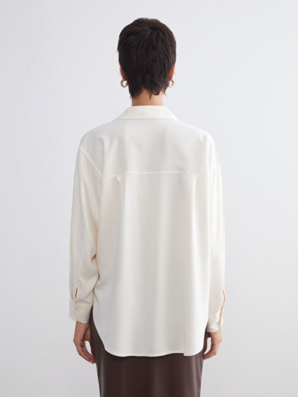 Moudda LC Waikiki - Chemise tissée manches longues Femme Crème - Tunisie 4