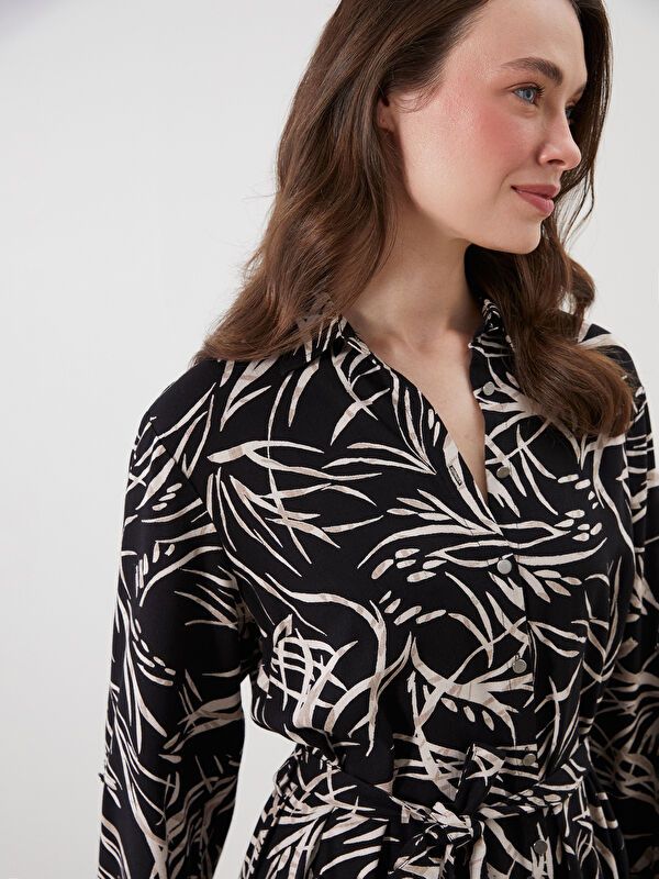 Moudda LC Waikiki - Robe tissée manches longues Femme Imprimé en noir - Tunisie 3