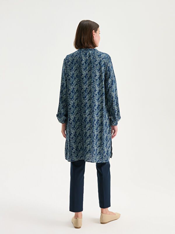 Moudda LC Waikiki - Tunique tissée imprimée manches longues Femme Pri indigo clair - Tunisie 4