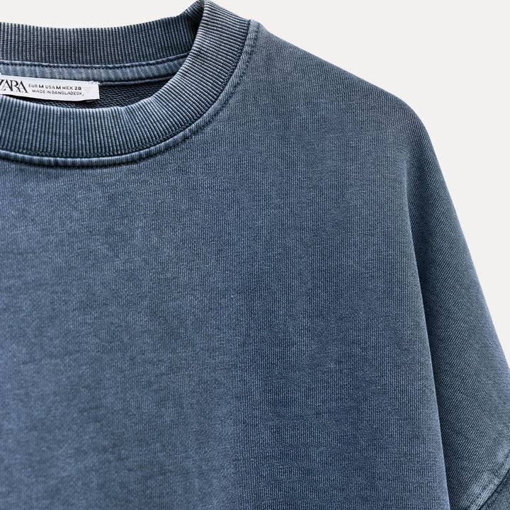 Moudda ZARA - Bleu/indigo – sweat terry manches courtes col rond - Tunisie 3