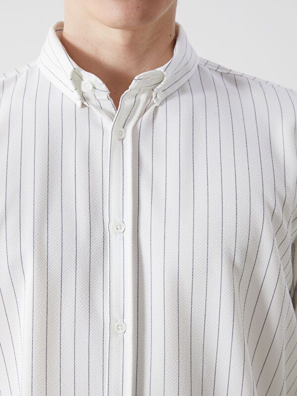 Moudda LC Waikiki - Chemise tissée manches longues Homme Ecru rayé - Tunisie 3