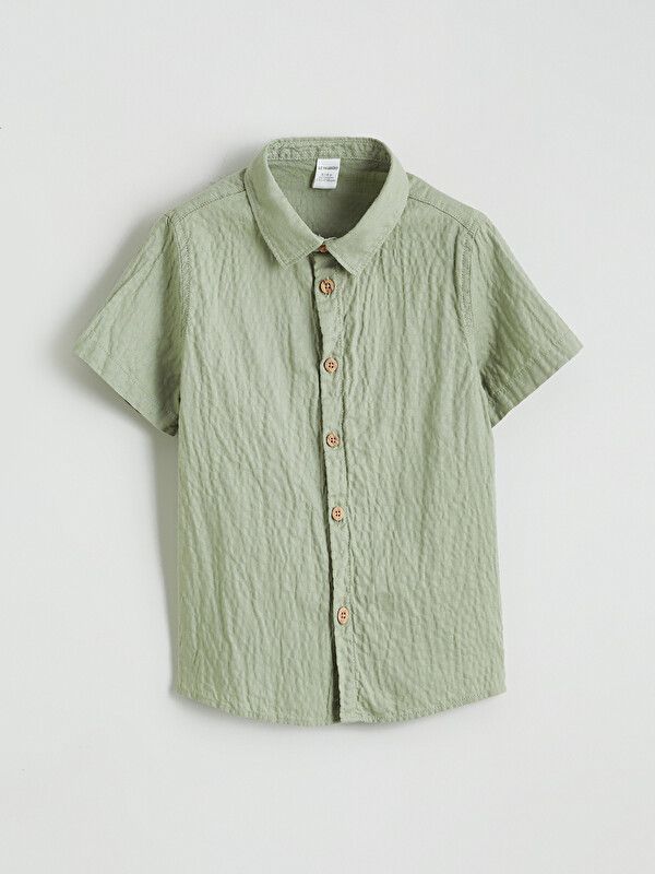 Moudda LC Waikiki - Chemise manches courtes en tissu pour Garçon couleur Vert terne - Tunisie 1