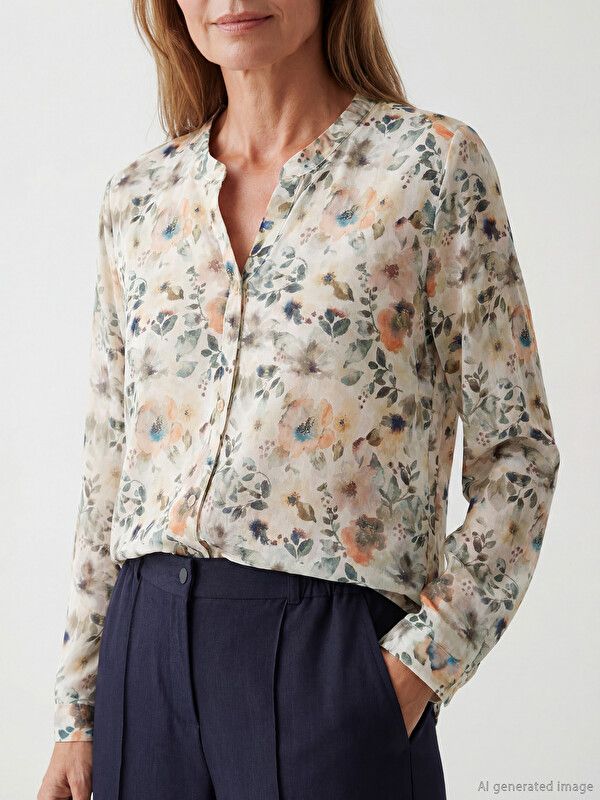 Moudda LC Waikiki - Chemisier (blouse) imprimé manches longues en tissu pour Femme couleur Imprimé mixte - Tunisie 3