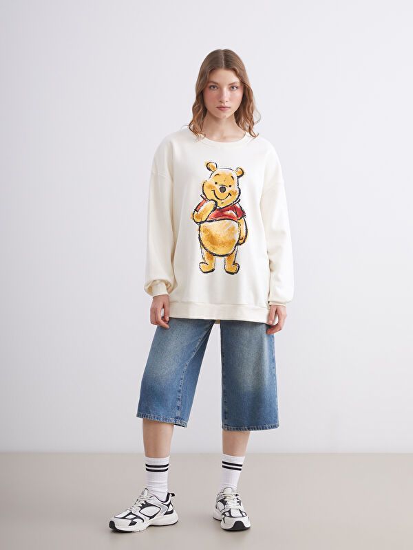 Moudda LC Waikiki - Sweatshirt en jersey sous licence Femme Beige clair - Tunisie 3