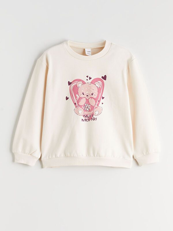 Moudda LC Waikiki - Ensemble en jersey filles couleur Écru imprimé pour filles - Tunisie 2