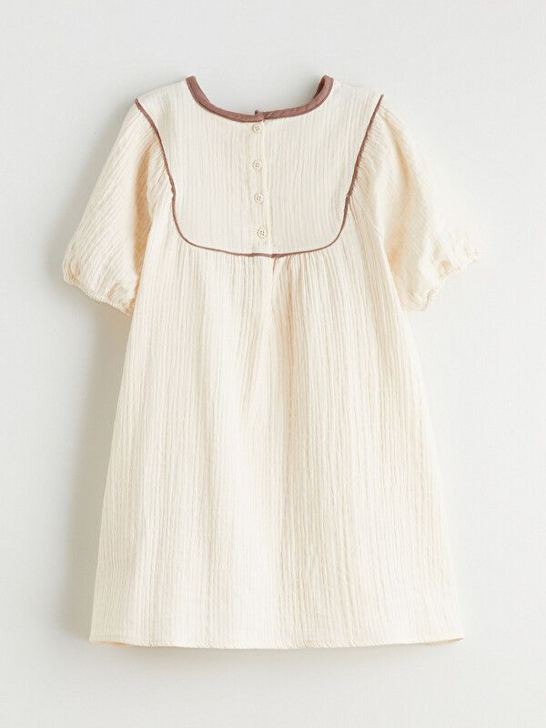 Moudda LC Waikiki - Robe manches courtes en tissu pour Fille couleur Beige peau - Tunisie 3
