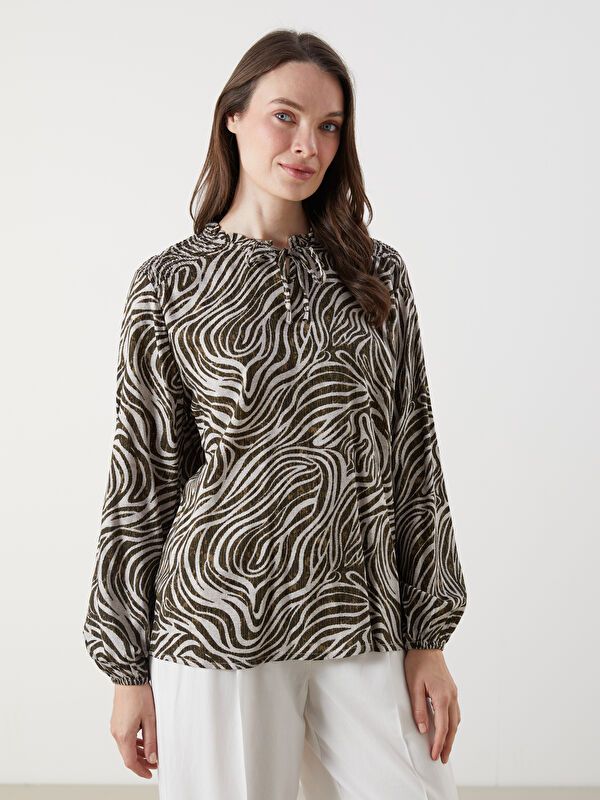 Moudda LC Waikiki - Blouse tissée imprimée manches longues Femme Imprimé mélange - Tunisie 1