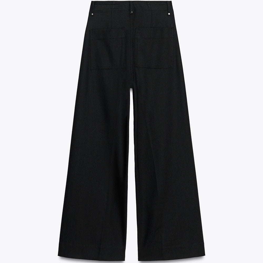 Moudda ZARA - Pantalon Wide Leg Tailleur - Noir Rincé - Tunisie 2