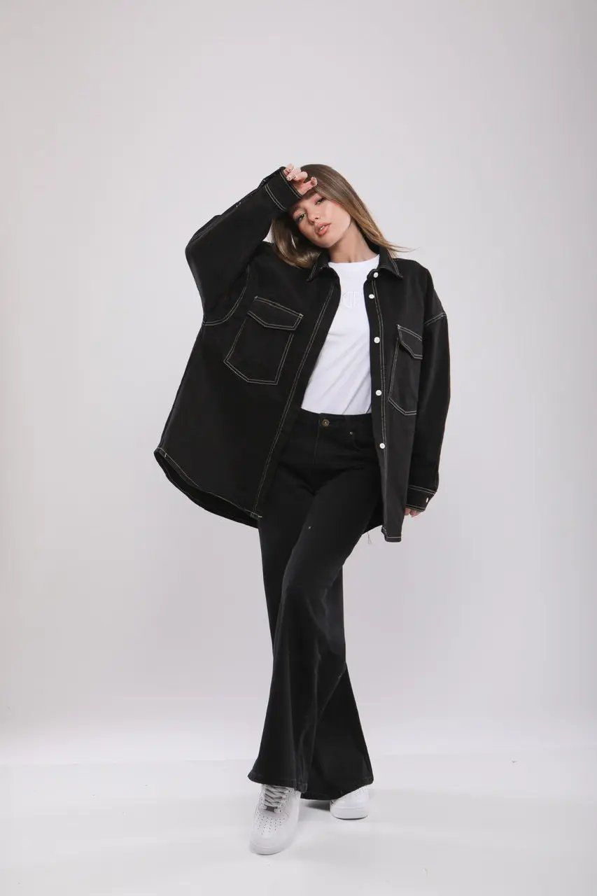 Moudda Billiorich - Chemise Oversize Noire à Surpiqûres - Tunisie 3