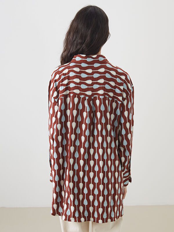 Moudda LC Waikiki - Tunique tissée manches longues Femme Imprimé marron - Tunisie 4