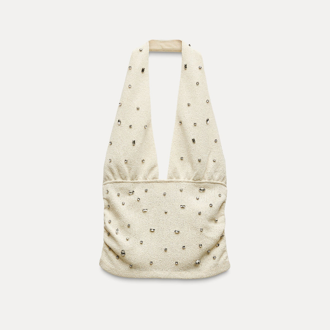 Moudda ZARA - Haut bustier froncé, strass, matière chaude - Tunisie 1