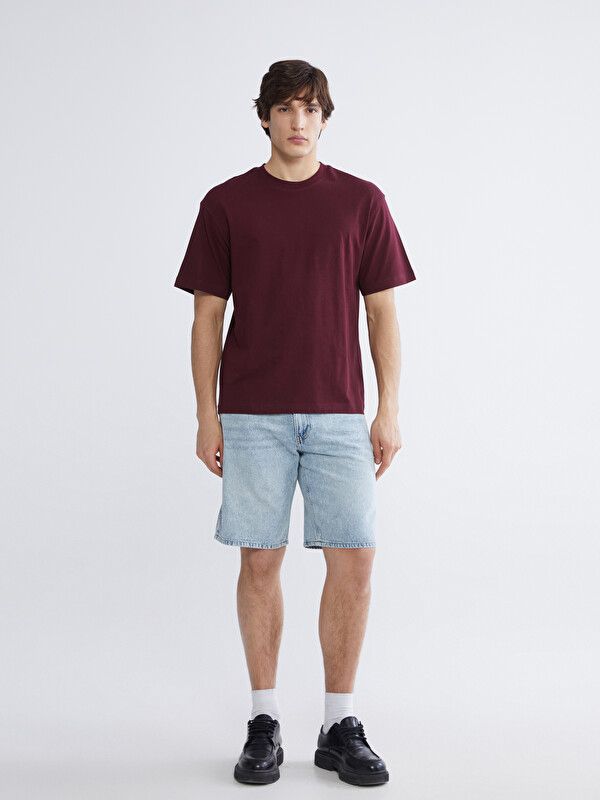 Moudda LC Waikiki - T-shirt basique manches courtes en jersey pour Homme couleur Bordeaux - Tunisie 2
