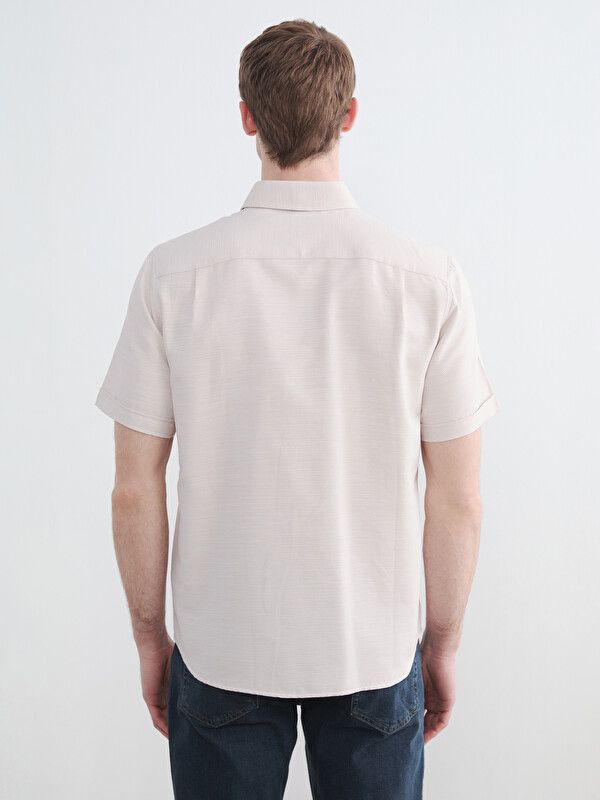 Moudda LC Waikiki - Chemise manches courtes en tissu pour Homme couleur Beige foncé - Tunisie 4