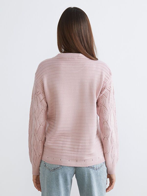 Moudda LC Waikiki - Pull mi-saison en tricot couleur Rose pour femmes - Tunisie 4