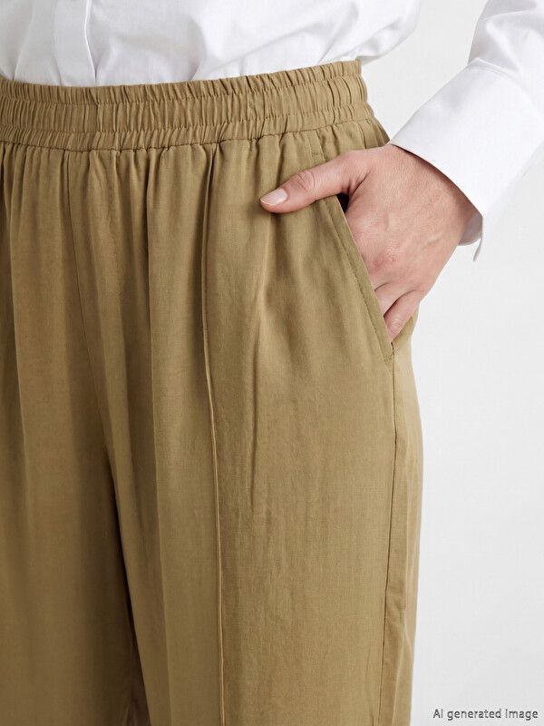 Moudda LC Waikiki - Pantalon léger en tissu pour Femme couleur Vert kaki - Tunisie 3