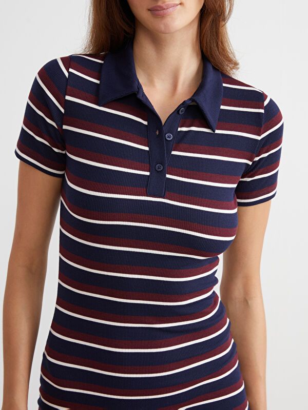 Moudda LC Waikiki - Robe en jersey manches courtes Femme Rayures mixtes - Tunisie 3