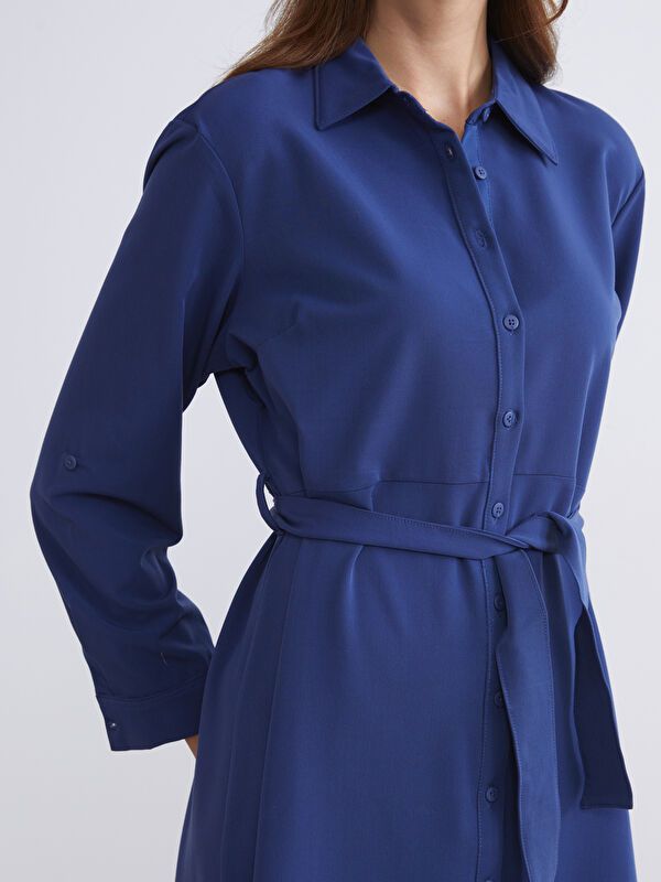 Moudda LC Waikiki - Robe tissée manches longues Femme Bleu marine claire - Tunisie 3