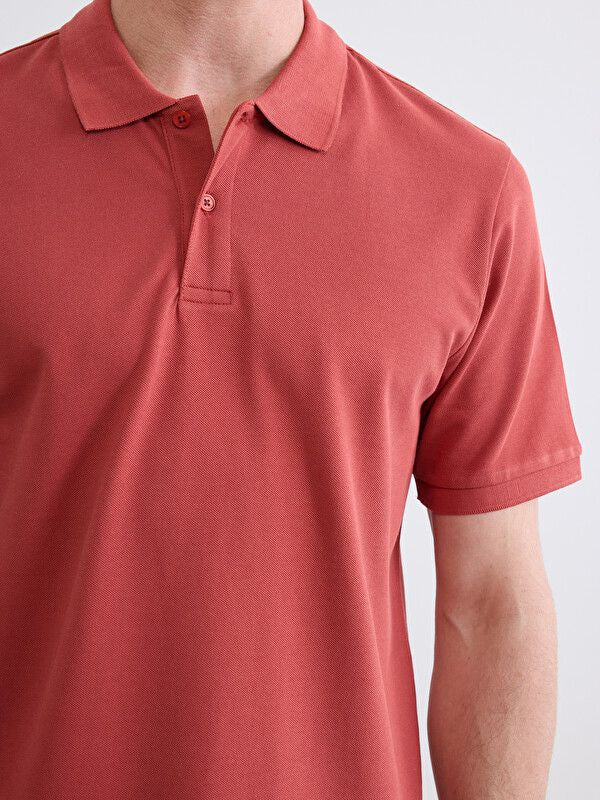 Moudda LC Waikiki - T-shirt col polo basique manches courtes en jersey pour Homme couleur Orange foncé - Tunisie 3