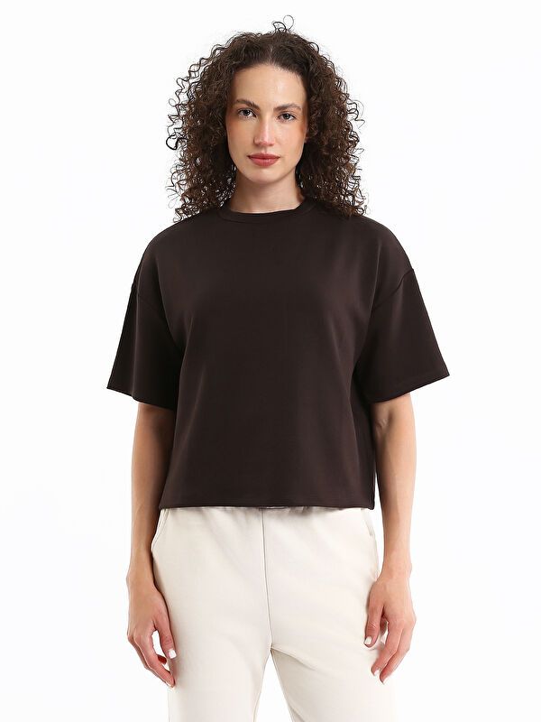 Moudda LC Waikiki - Body jersey manches courtes Femme Brun - Tunisie 1