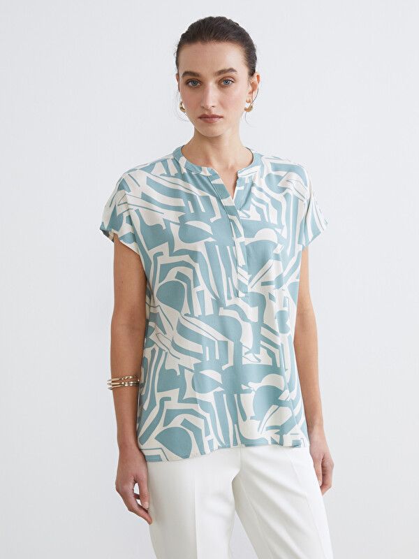Moudda LC Waikiki - Blouse maternité à manches courtes pour Femme couleur Vert imprimé - Tunisie 1