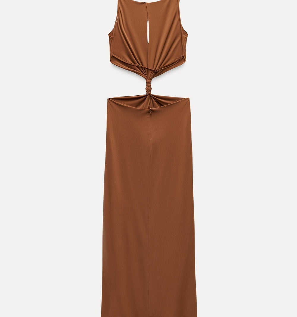 Moudda ZARA - Robe longue maille col fermé dos ouvert découpes torsadées - Tunisie 2