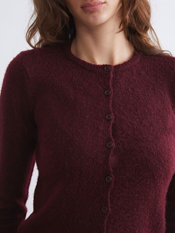 Moudda LC Waikiki - Cardigan tricot moyen Femme Bordeaux - Tunisie 3