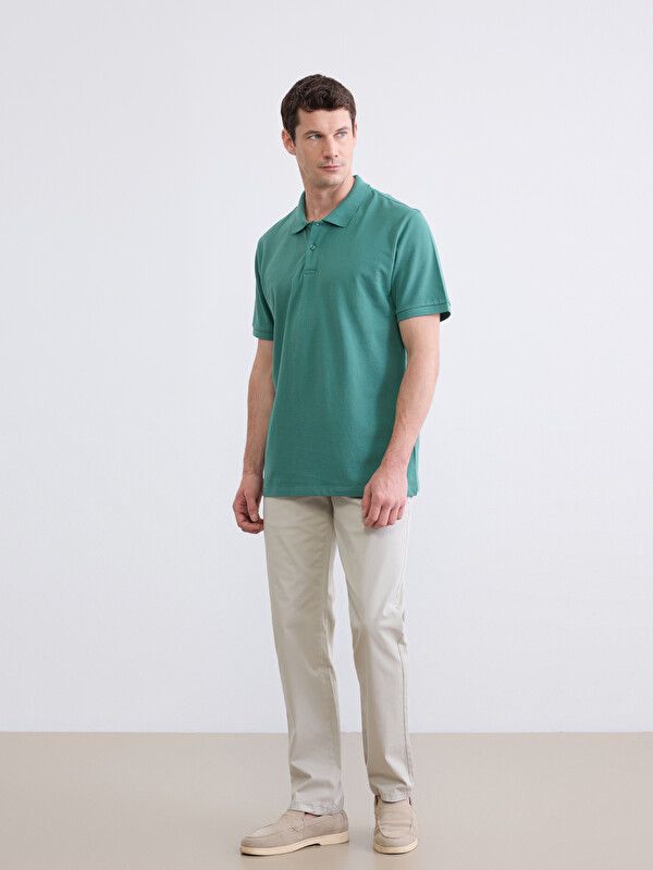 Moudda LC Waikiki - T-shirt col polo basique manches courtes en jersey pour Homme couleur Vert - Tunisie 2