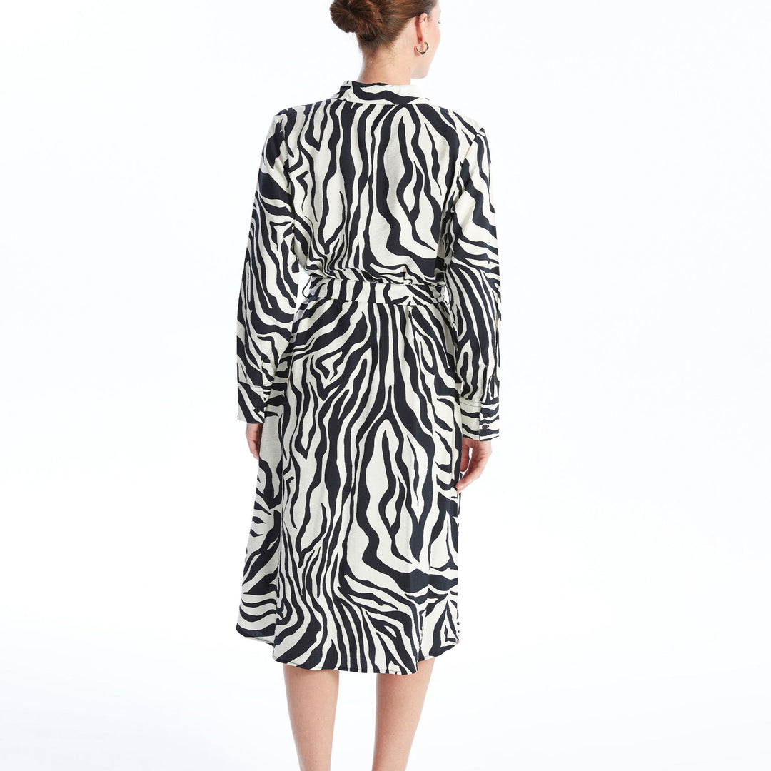 Moudda LC Waikiki - Robe tissée manches longues Femme Imprimé écru - Tunisie 5