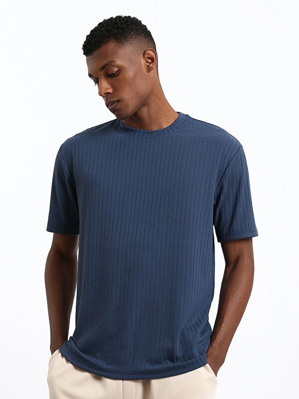 Moudda LC Waikiki - T-shirt manches courtes en jersey pour Homme couleur Bleu indigo - Tunisie 1