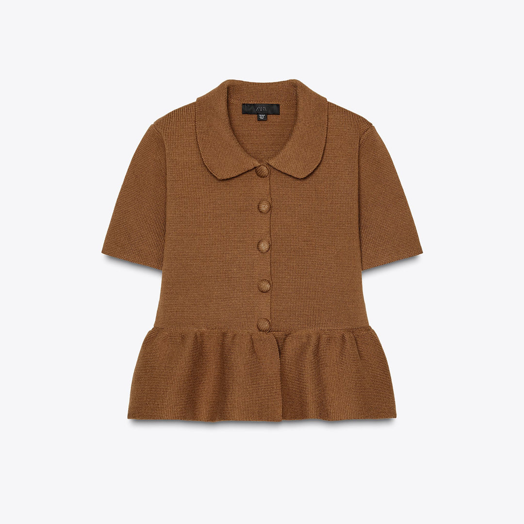 Moudda ZARA - Veste Manches Courtes - Boutons Recouverts & Peplum - Tunisie 1
