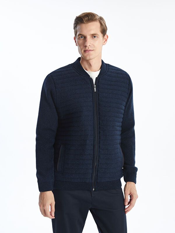 Moudda LC Waikiki - Cardigan-manteau en tricot couleur Bleu marine mélangé pour hommes - Tunisie 1