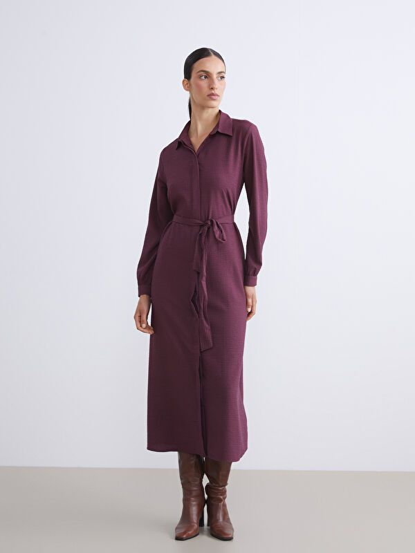 Moudda LC Waikiki - Robe tissée manches longues Femme Bordeaux - Tunisie 2