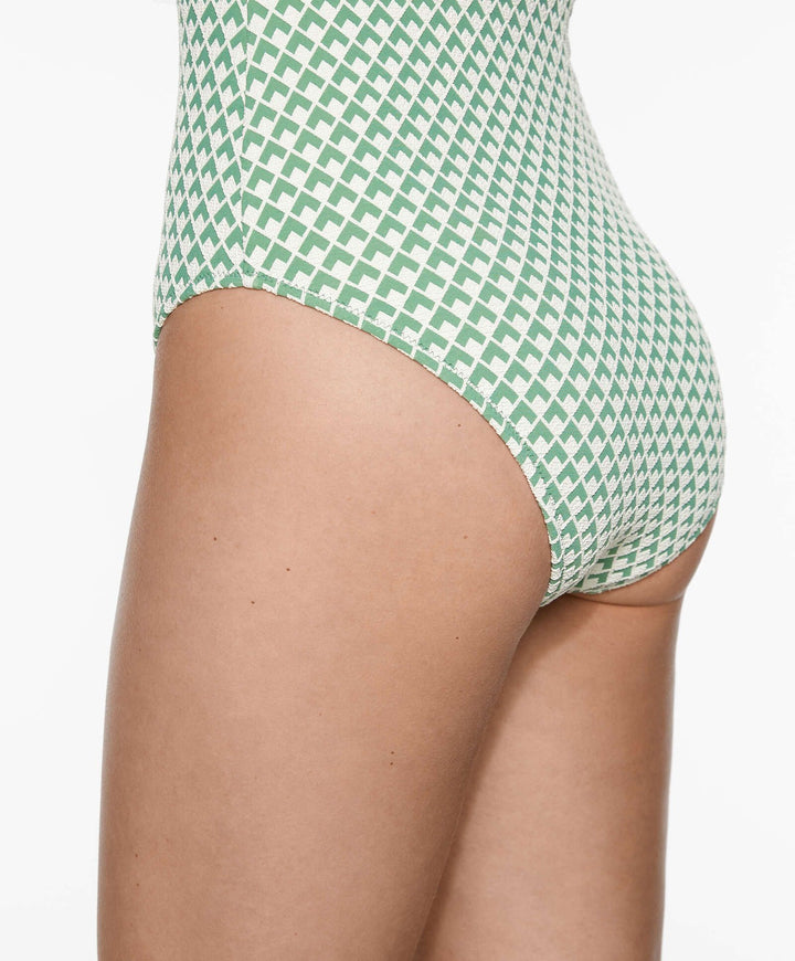 Moudda Oysho - Maillot de Bain Mousse Extra Jacquard Géométrique Vert - Tunisie 5