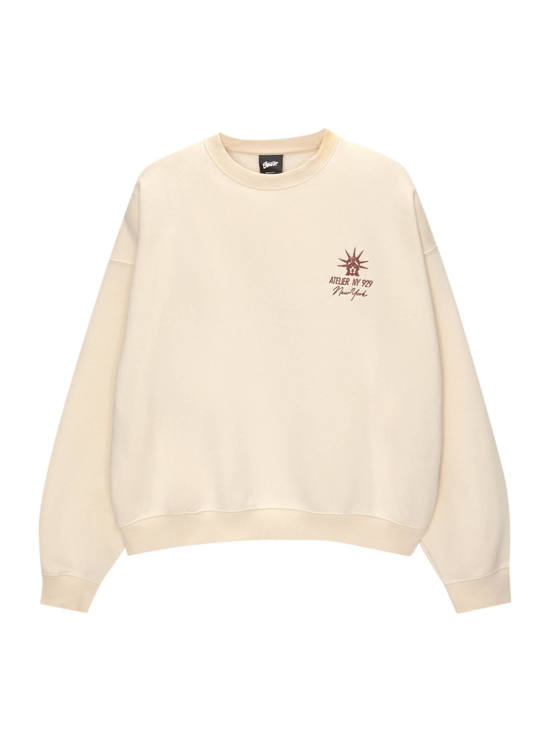 Moudda PULL & BEAR - Sweat Col Rond - Off White & Broderie New York - Tunisie 1