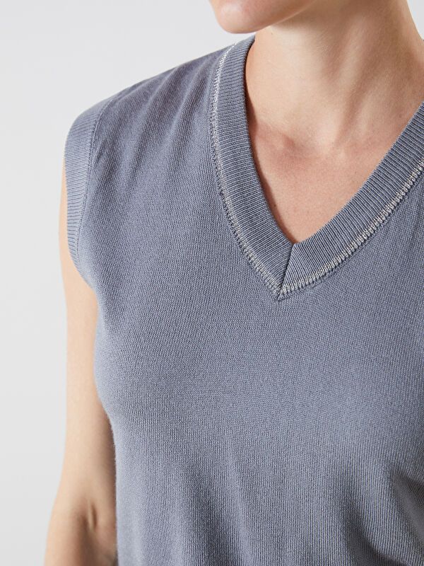 Moudda LC Waikiki - Pull tricot sans manches Femme Anthracite mlg - Tunisie 3