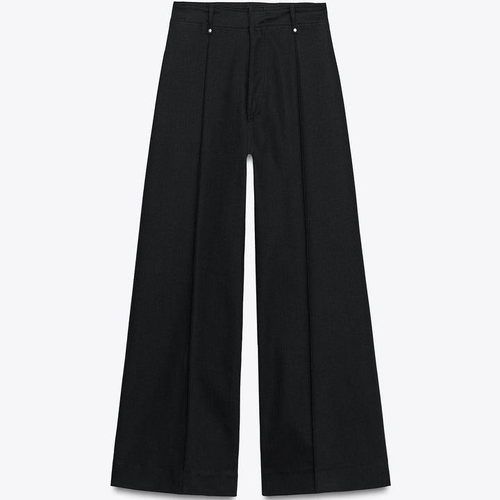 Moudda ZARA - Pantalon Wide Leg Tailleur - Noir Rincé - Tunisie 1