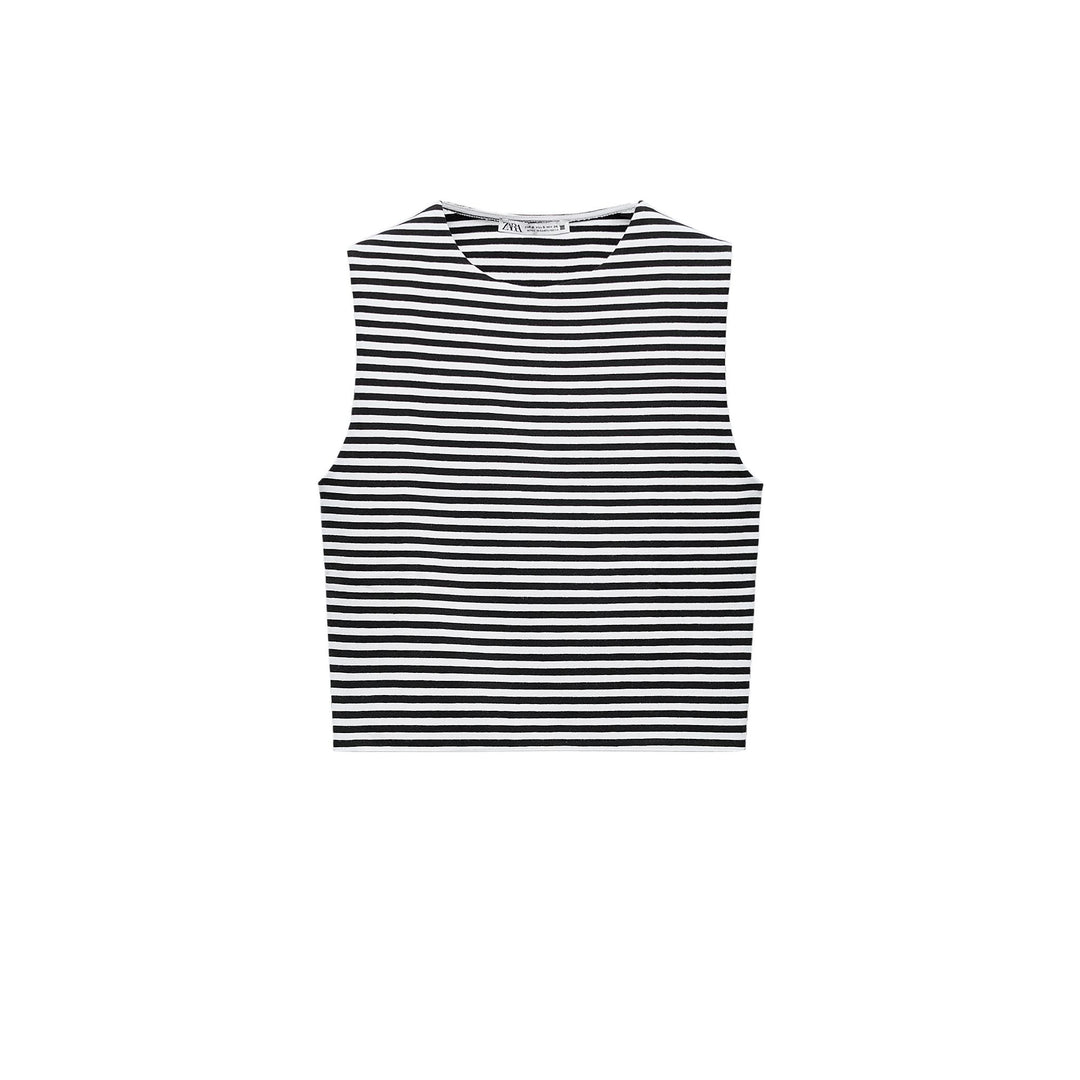 Moudda ZARA - T-shirt coton élasthanne, col rond, court, manches courtes - Tunisie 3