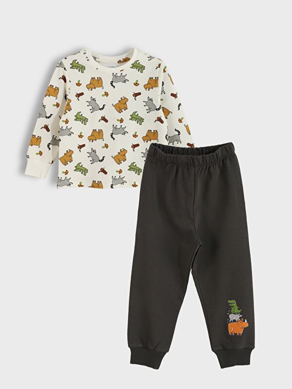 Moudda LC Waikiki - Pyjama en jersey manches longues Garçon Imprimé écru - Tunisie 1