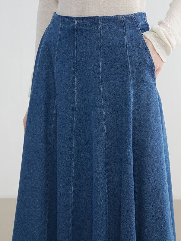 Moudda LC Waikiki - Jupe longue en denim tissé pour Femme couleur Rodeo Bleu indigo moyen - Tunisie 3