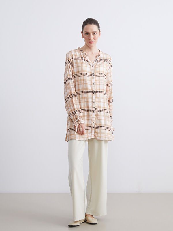 Moudda LC Waikiki - Chemise tissée imprimée manches longues Femme Imprimé beige - Tunisie 2