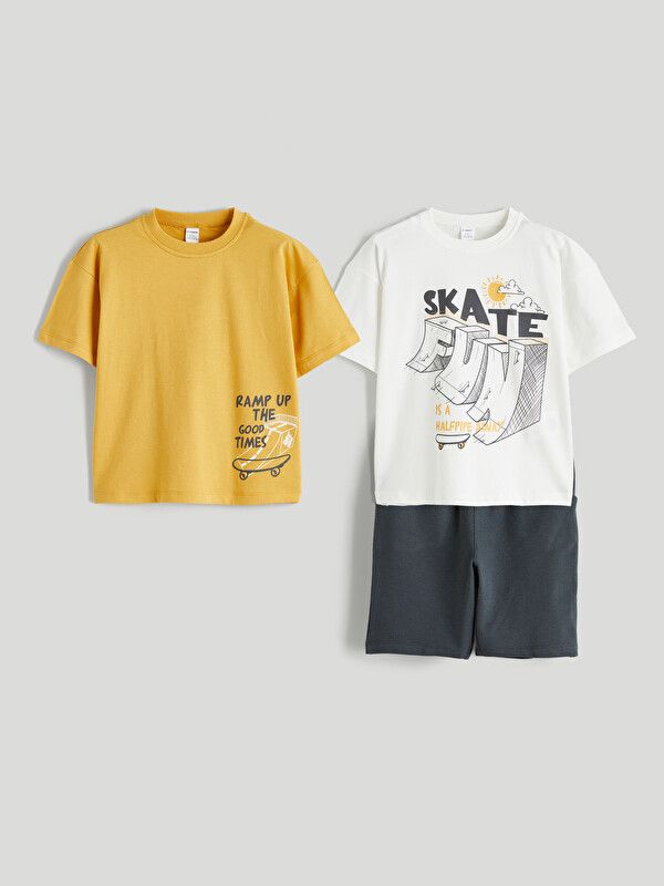 Moudda LC Waikiki - Ensemble manches courtes en jersey pour Garçon couleur Jaune moyen - Tunisie 1
