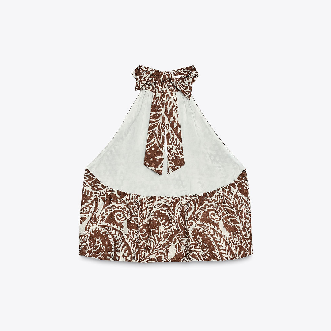 Moudda ZARA - Ensemble Top Brodé - Imprimé Bicolore & Halter - Tunisie 2