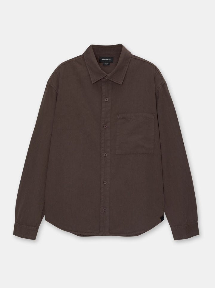 Moudda PULL & BEAR - Chemise Manches Longues Structure Lavée Basique - Tunisie 1
