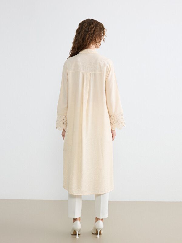 Moudda LC Waikiki - Tunique manches longues en tissu pour Femme couleur Beige clair - Tunisie 4