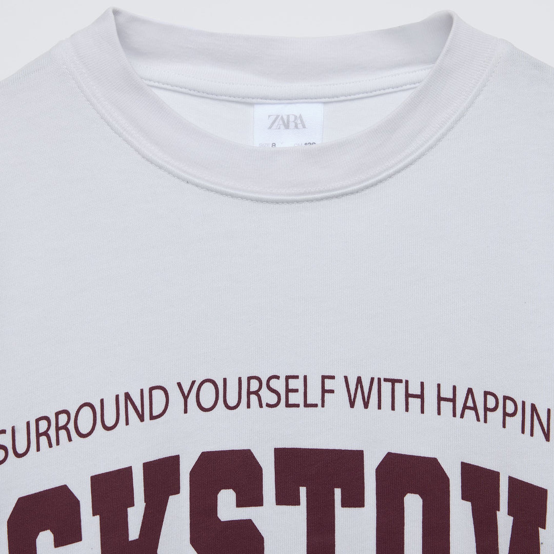 Moudda ZARA - T-shirt varsity, texte, poignets côtelés - Tunisie 3