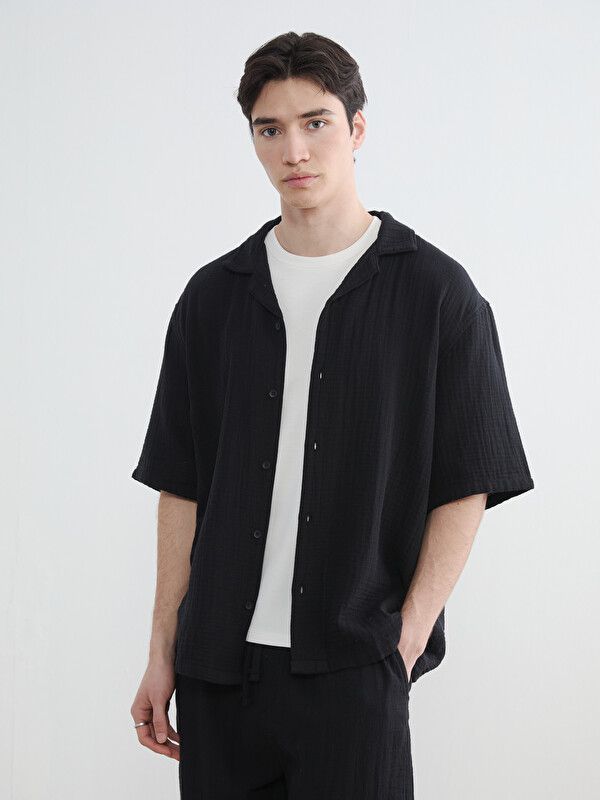 Moudda LC Waikiki - Chemise manches courtes en tissu pour Homme couleur Noir - Tunisie 1