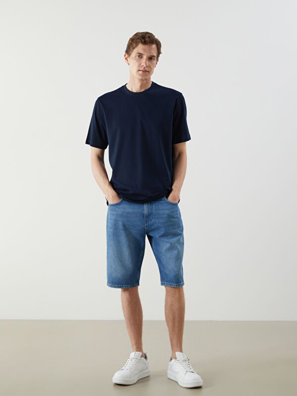 Moudda LC Waikiki - T-shirt jersey col rond manches courtes Homme Bleu marine - Tunisie 2